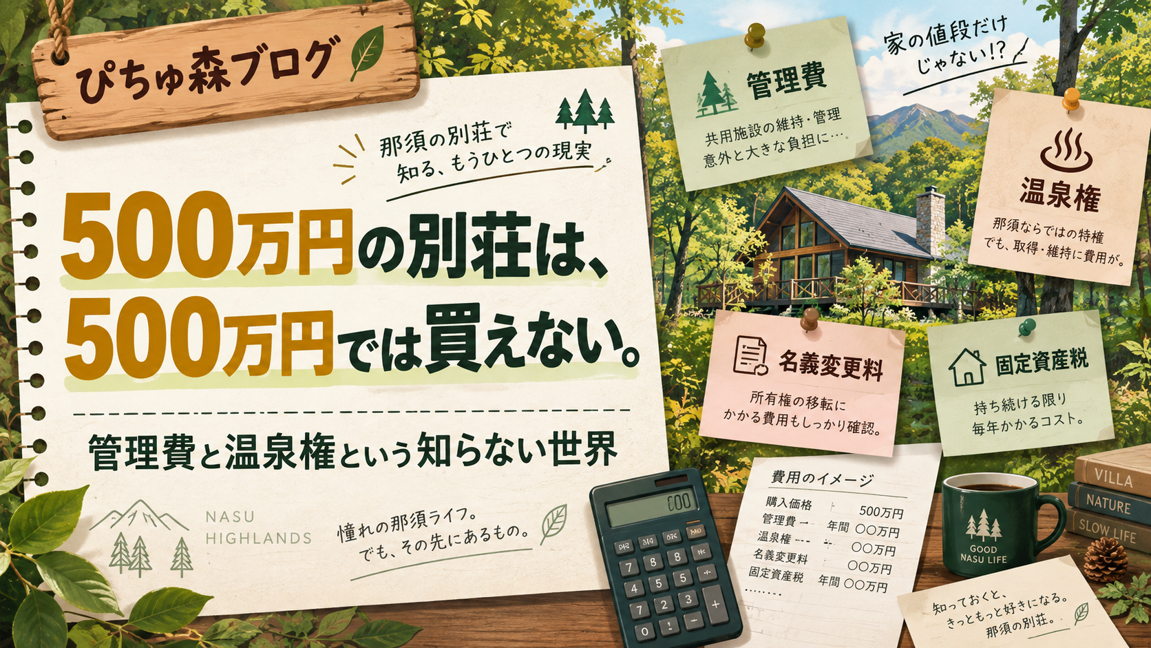 500万円の別荘は、500万円では買えない。管理費と温泉権という知らない世界