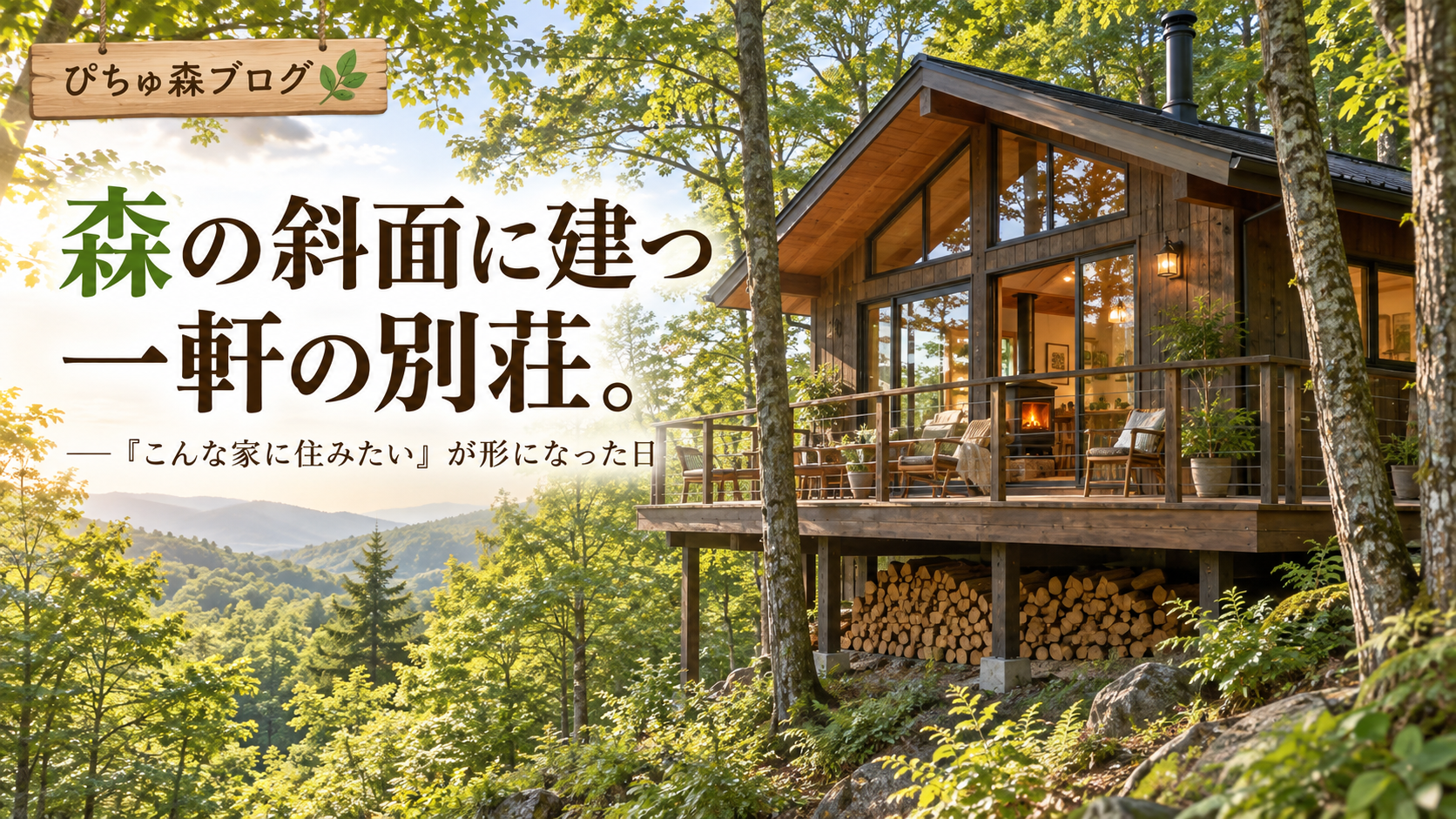 森の斜面に建つ一軒の別荘。「こんな家に住みたい」が形になった日