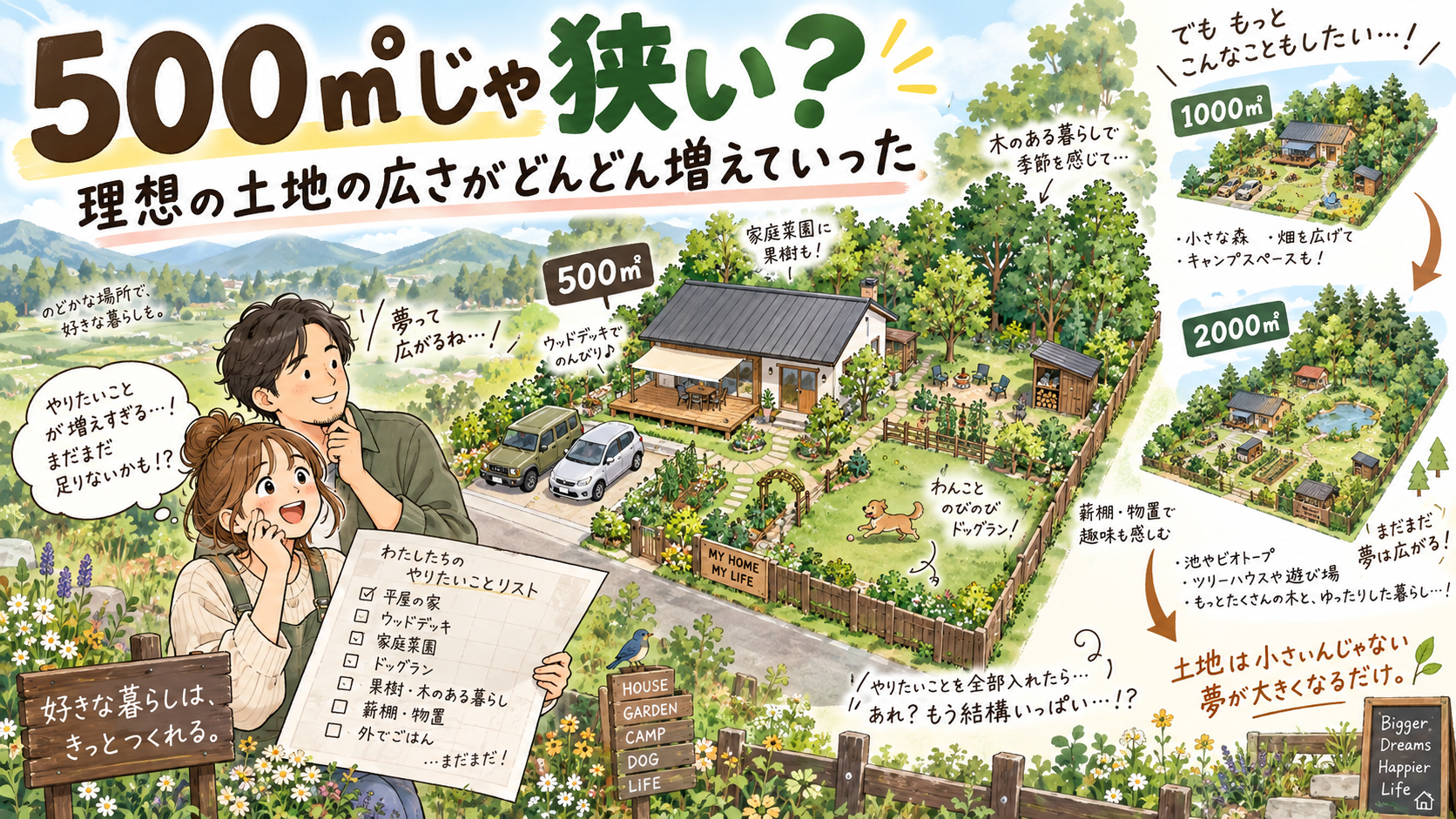 500㎡じゃ狭い？ 理想の土地の広さがどんどん増えていった