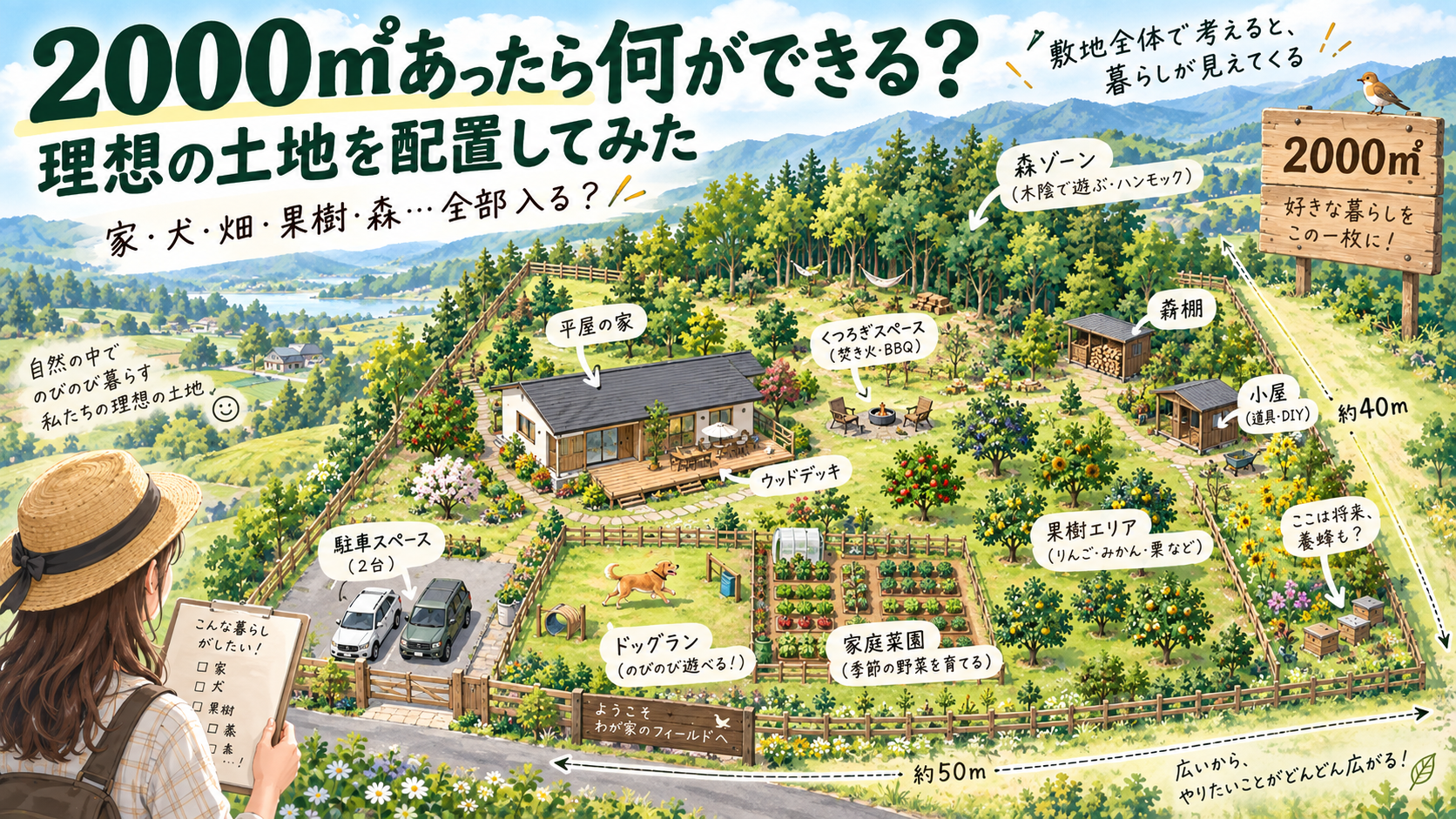2000㎡あったら何ができる？ 理想の土地を配置してみた