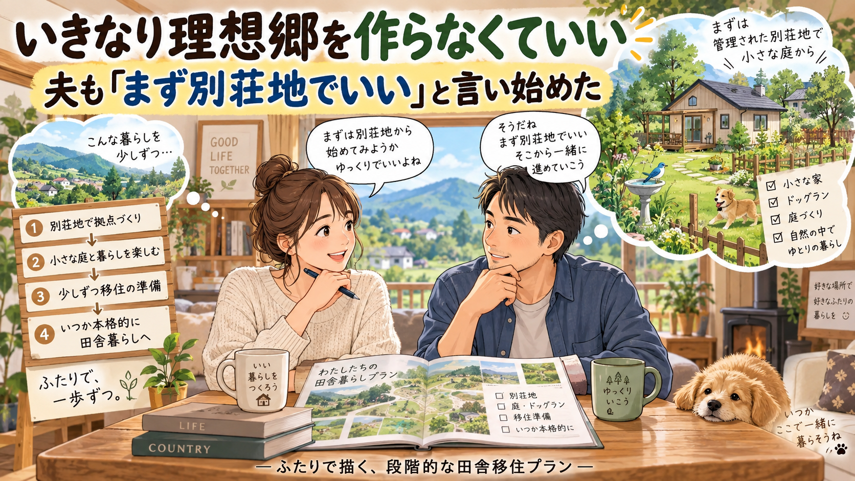 いきなり理想郷を作らなくていい。夫も「まず別荘地でいい」と言い始めた