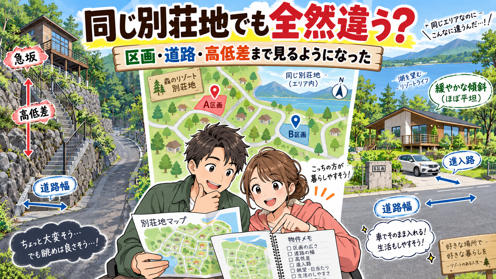 同じ別荘地でも全然違う？ 区画・道路・高低差まで見るようになった